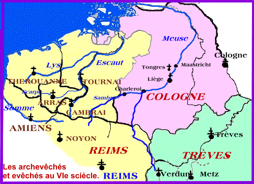 Carte des vchs au V et VIe sicle